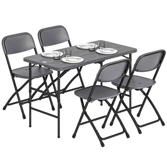 Salon de jardin acier HDPE gris foncé 118 x 60 x 74 cm - PANGIVO - Image 1