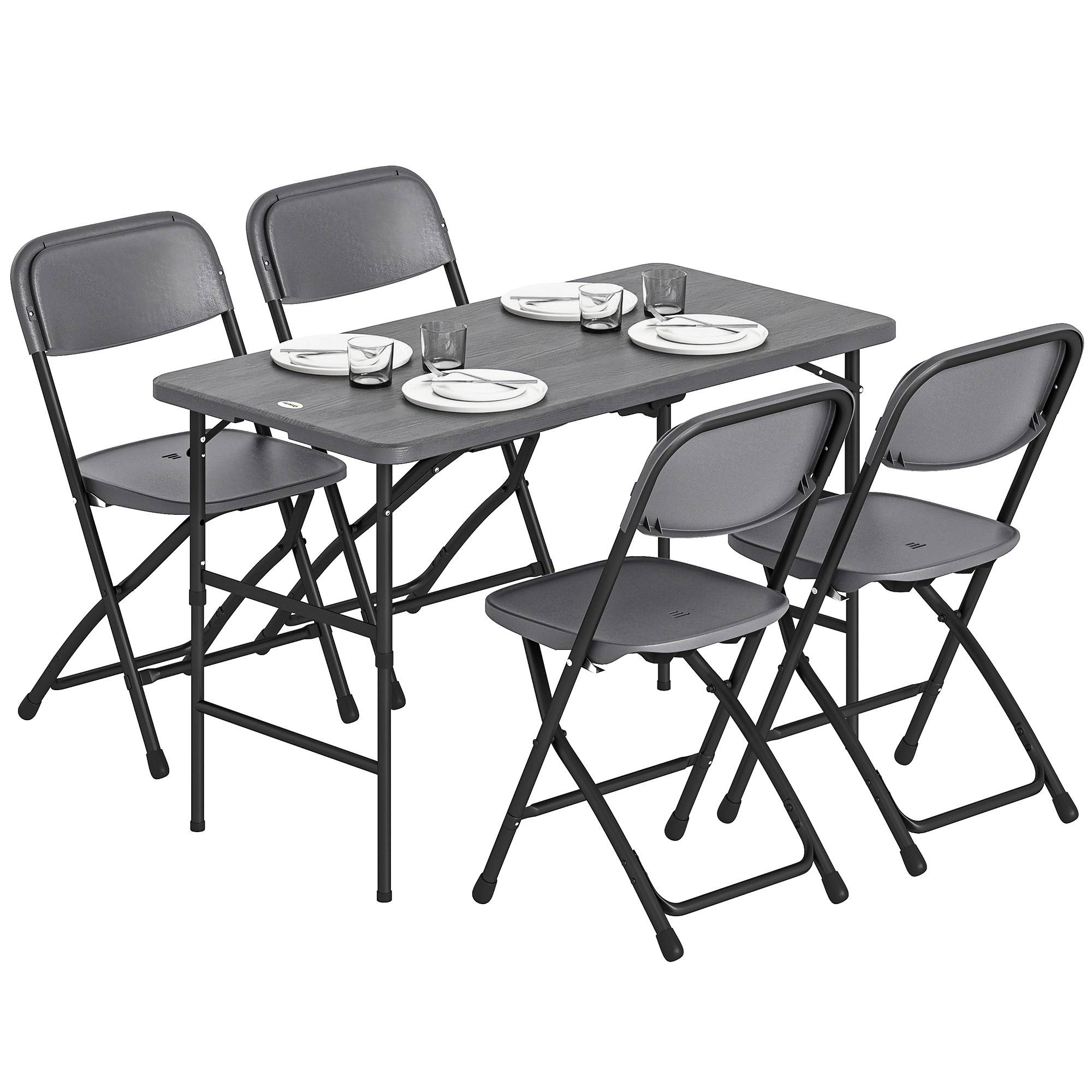 Salon de jardin acier HDPE gris foncé 118 x 60 x 74 cm - PANGIVO - Image 1