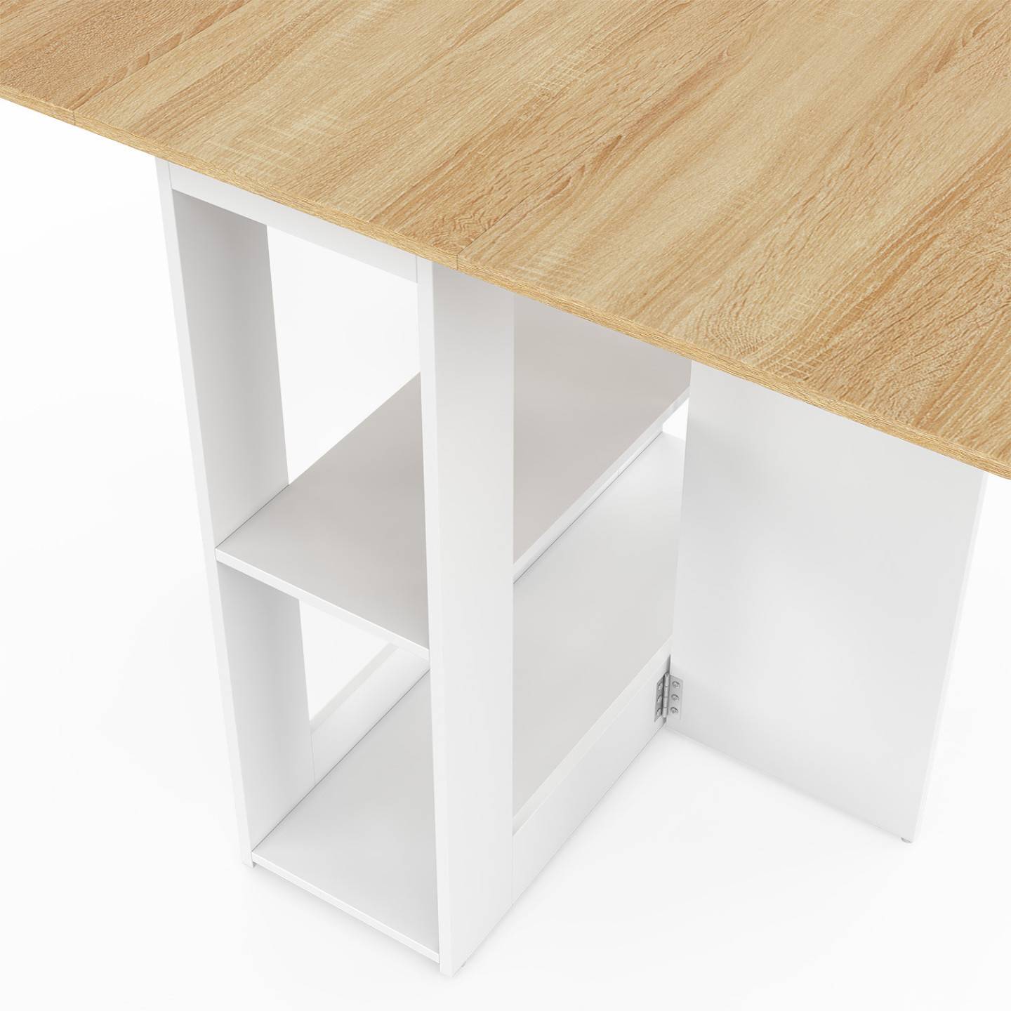 IDMARKET - Ensemble table console pliable EDI 2-4 personnes bois blanc et plateau façon hêtre avec 4 tabourets - Image 8