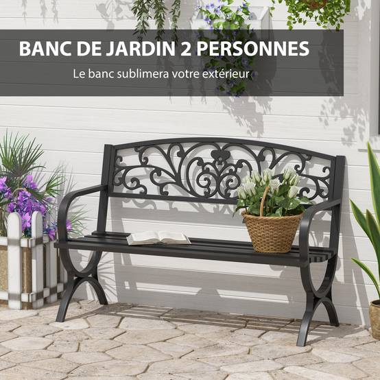 Banc 3 places en acier fonte pour terrasse, dimensions 127 x 60 x 85 cm, charge maximale 240 Kg - Image 6