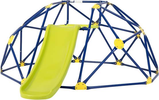 Costway - Dôme d'escalade Enfants avec Toboggan, Cage d'escalade avec Coussin en Tissu, Charge 180kg, Aire de Jeux Extérieure et Intérieure, Jaune - Image 9