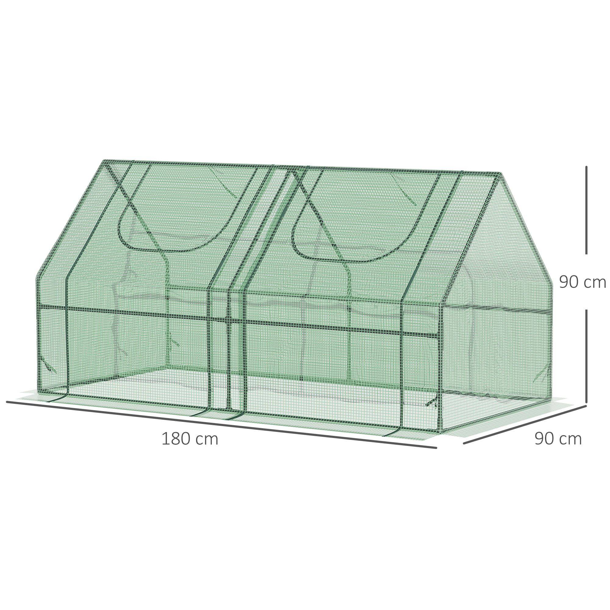 Serre légumes 180x90x90 cm avec structure acier et double bâche PE PVC verte pour tomates légumes et plantes - Image 5
