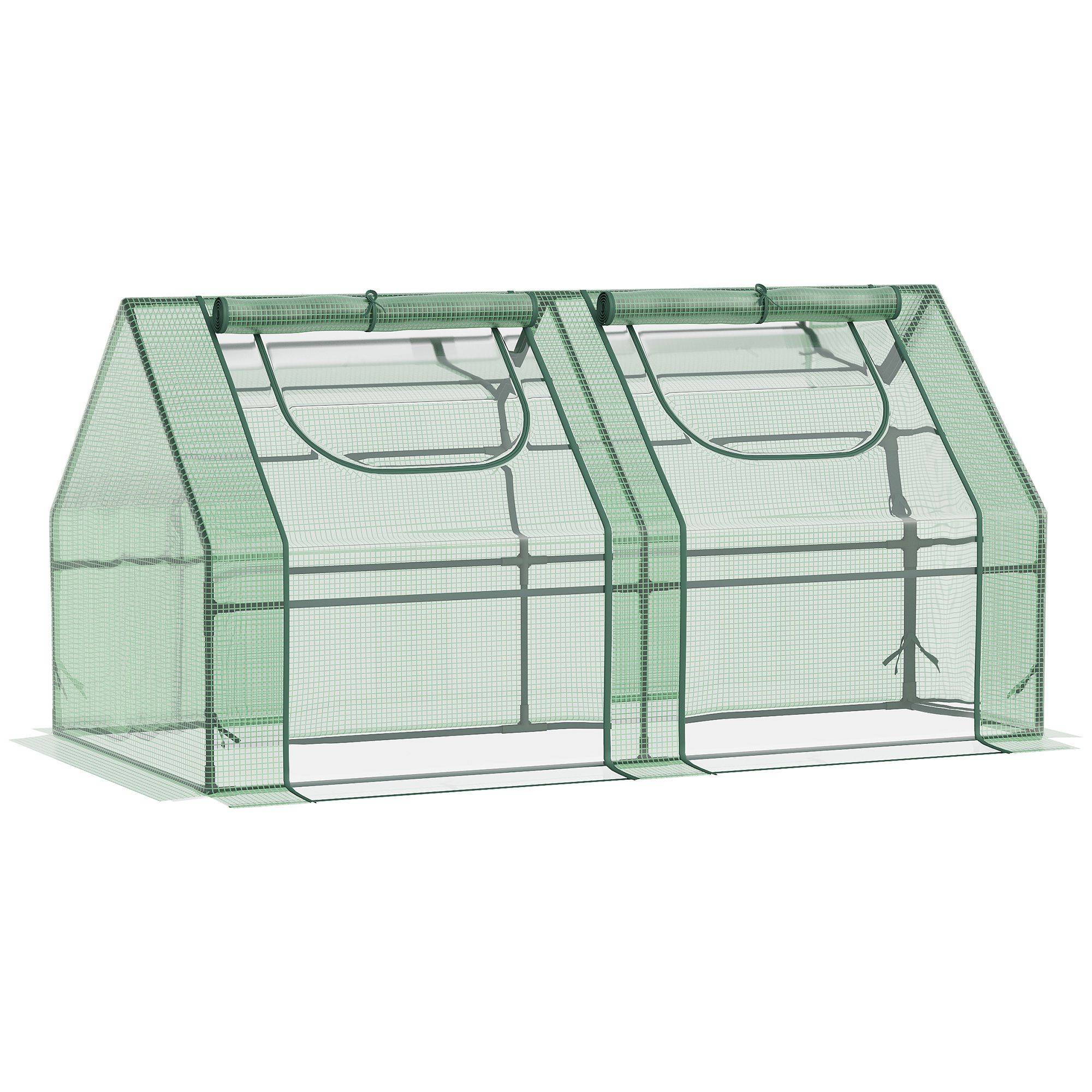 Serre légumes 180x90x90 cm avec structure acier et double bâche PE PVC verte pour tomates légumes et plantes - Image 1