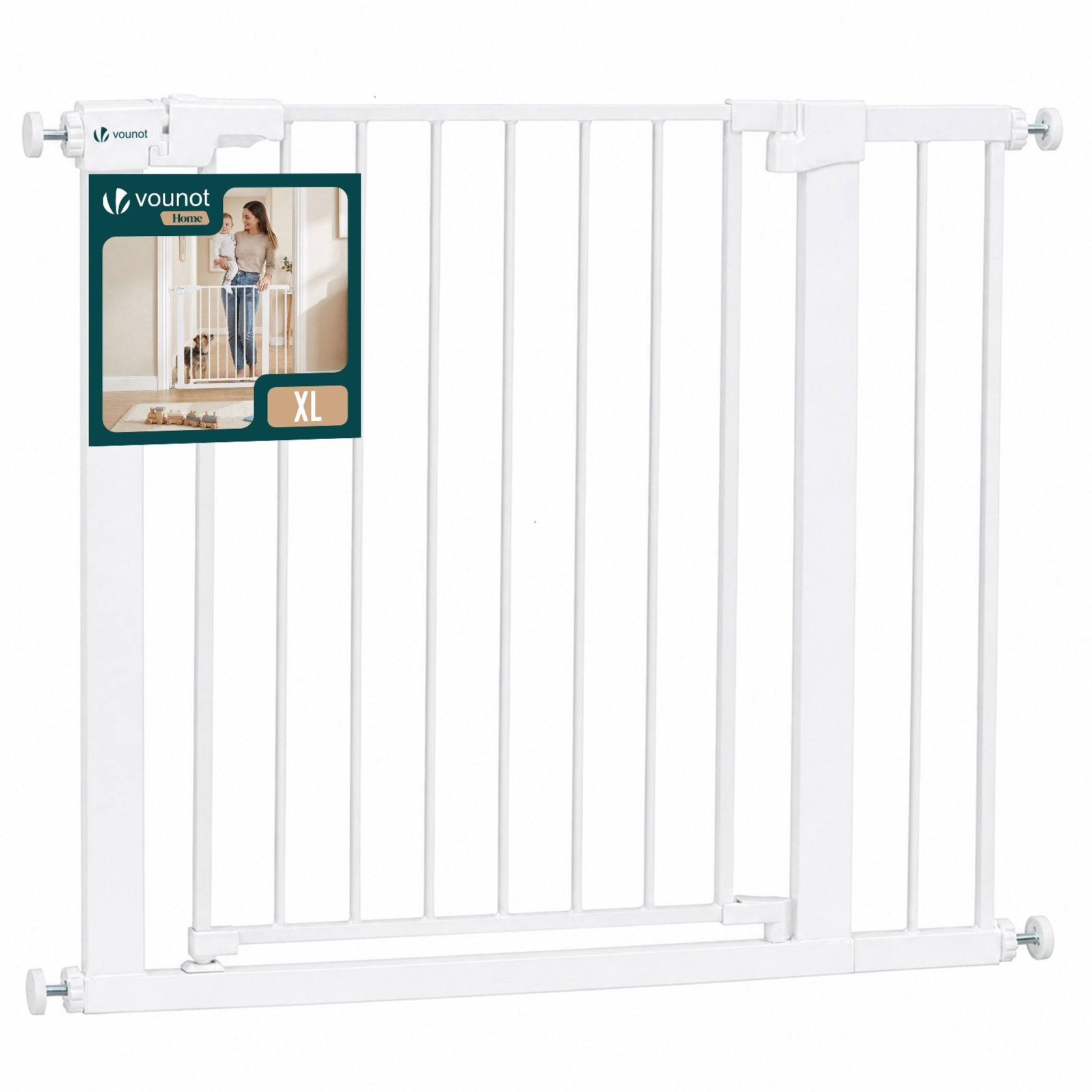 Vounot - Barriere de securite a pression sans percage Largeur 88-96cm Metal blanc