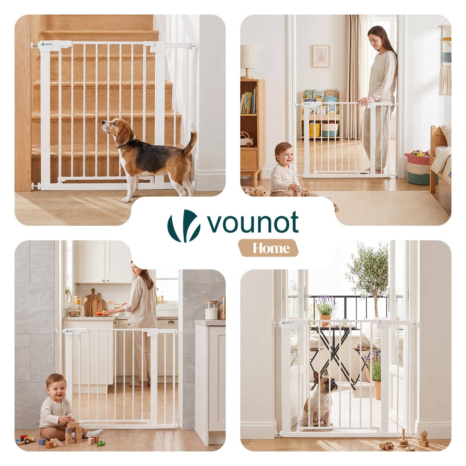 Vounot - Barriere de securite a pression sans percage Largeur 89-96cm Metal blanc - Image 7