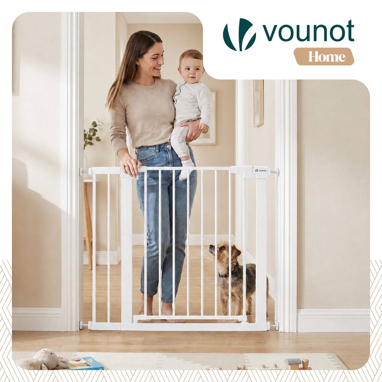 Vounot - Barriere de securite a pression sans percage Largeur 89-96cm Metal blanc - Image 2