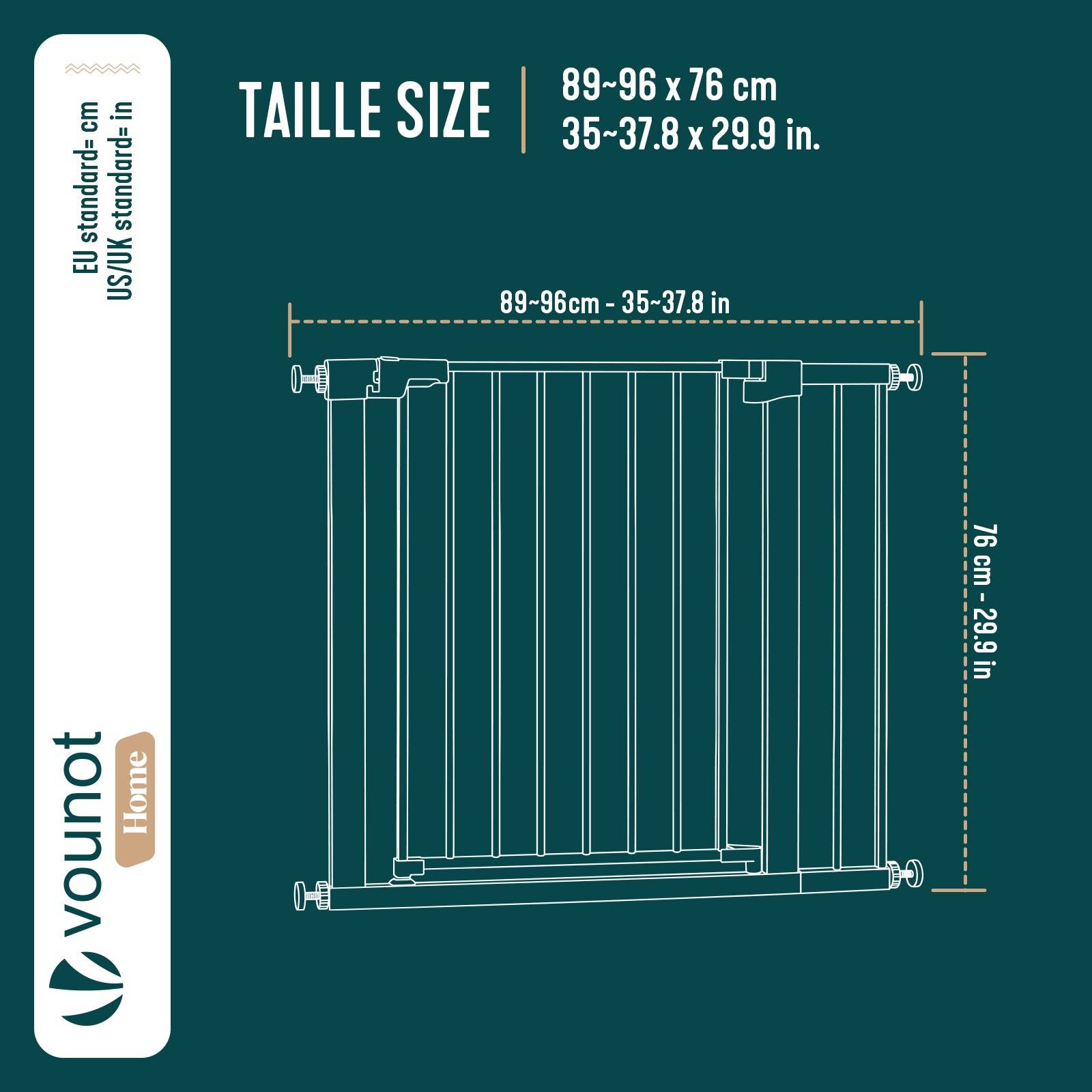 Vounot - Barriere de securite a pression sans percage Largeur 89-96cm Metal blanc - Image 3