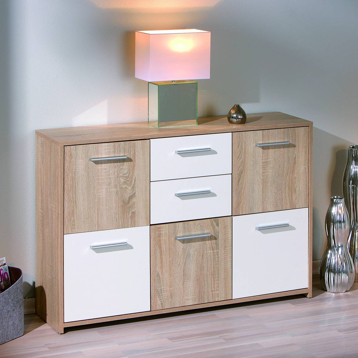 Buffet 5 Portes 2 Tiroirs Aspect Bois - LIST - Image 2
