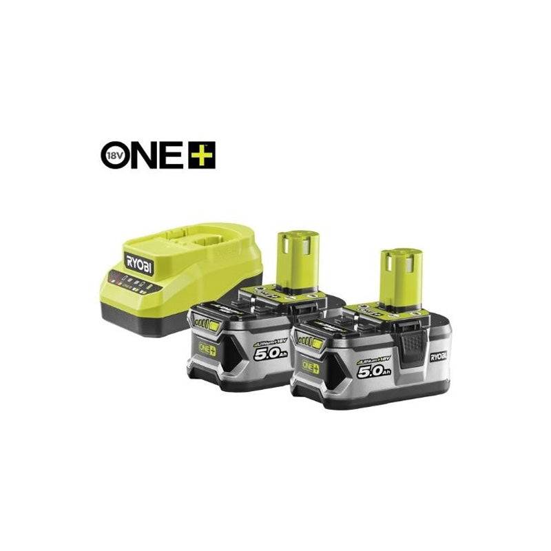 Pack énergie RYOBI RC18120A-250 chargeur Rapide 18V 2A + 2 Batteries Lithium+ 5Ah ONE+™ Ryobi