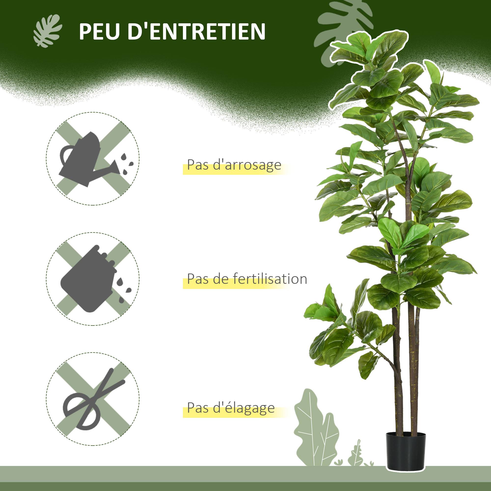 Lot de 2 plantes artificielles Figuier à feuilles de violon Ficus Lyrata hauteur 180cm avec Pot - Image 8