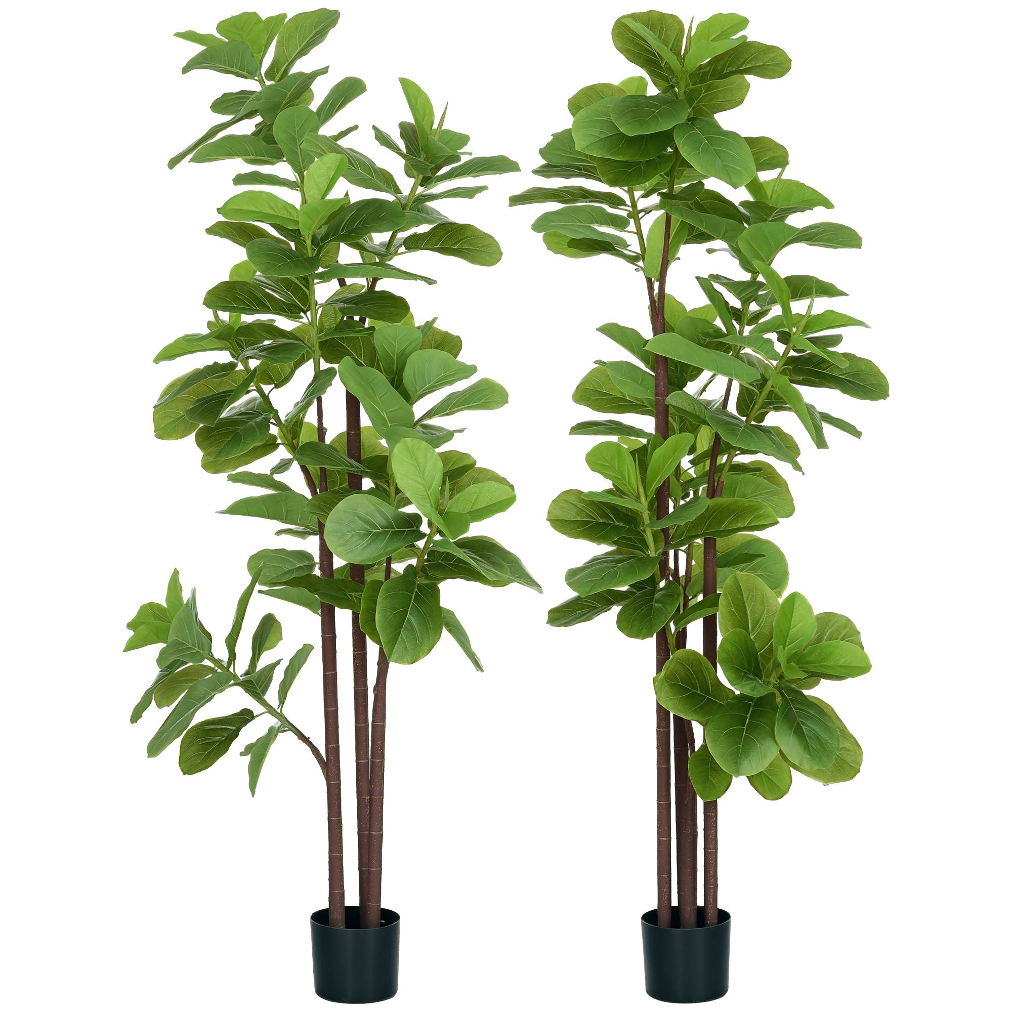 Lot de 2 plantes artificielles Figuier à feuilles de violon Ficus Lyrata hauteur 180cm avec Pot - Image 1