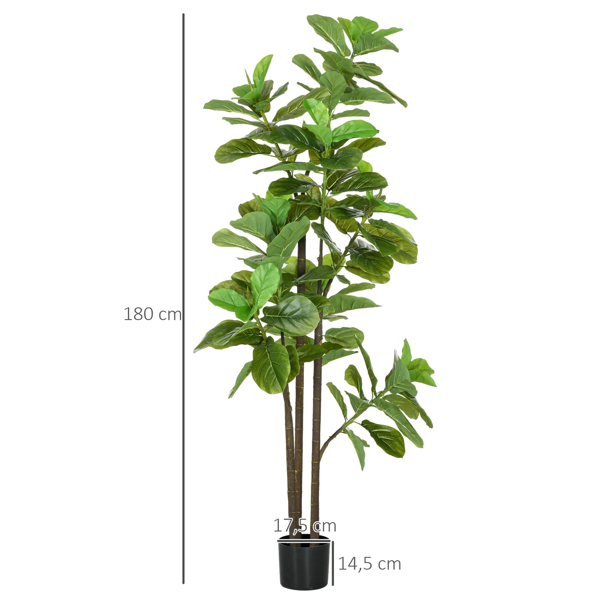 Lot de 2 plantes artificielles Figuier à feuilles de violon Ficus Lyrata hauteur 180cm avec Pot - Image 5