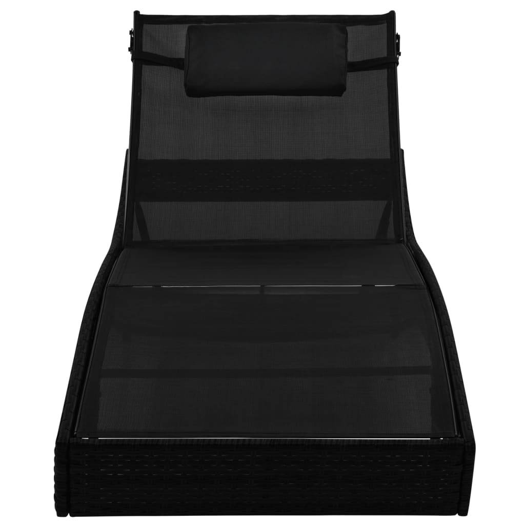 Helloshop26 - Lot de 2 transats chaise longue bain de soleil lit de jardin terrasse meuble d'extérieur et table résine tressée et textilène noir - Image 6