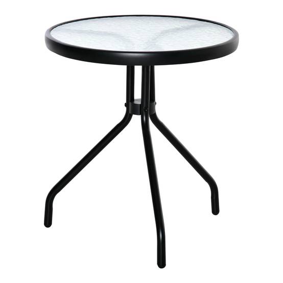 Petite Table Basse de Jardin Acier Verre Trempé Minimaliste Ø50x55cm - ComfortXL Outdoor Living - Image 2