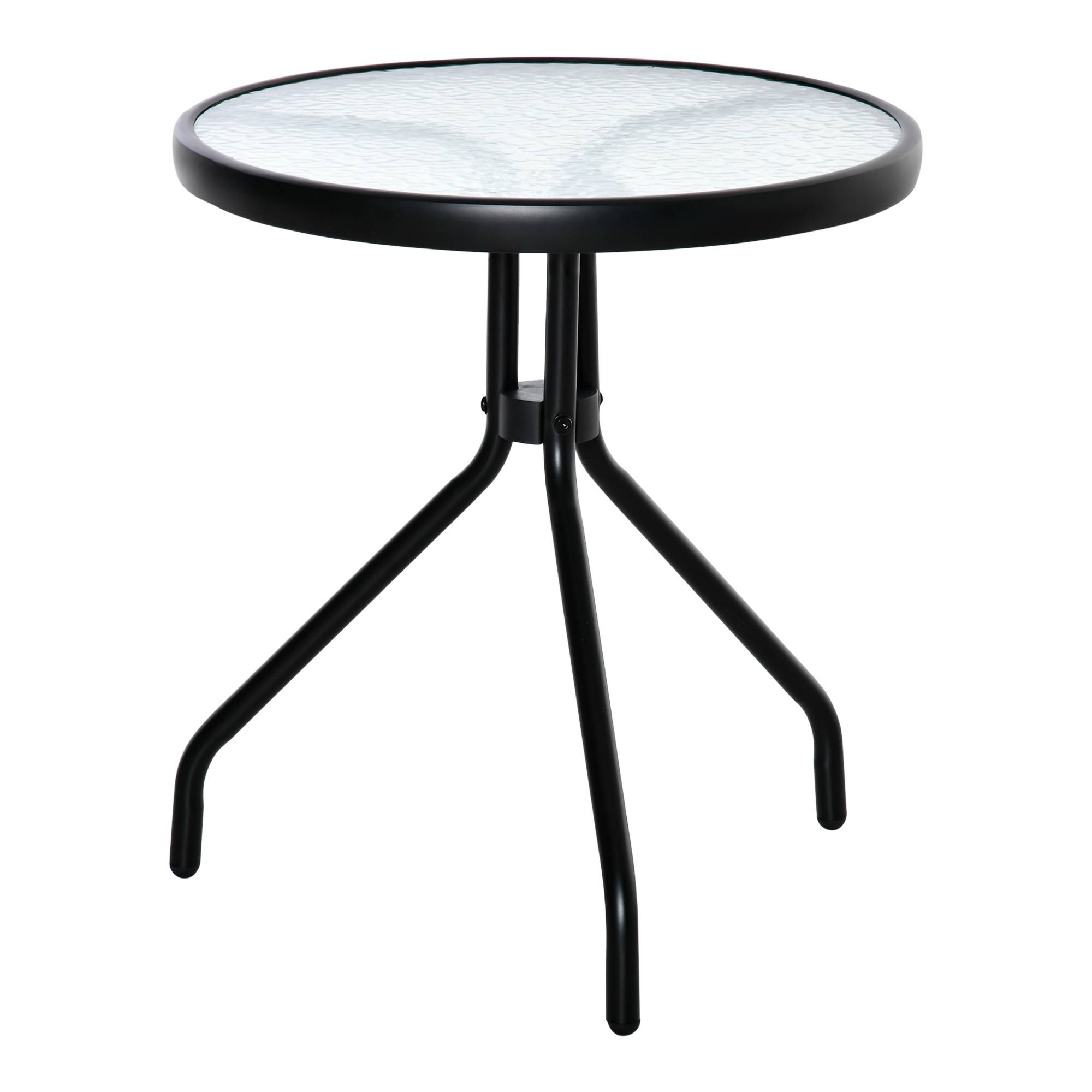Petite Table Basse de Jardin Acier Verre Trempé Minimaliste Ø50x55cm - ComfortXL Outdoor Living - Image 2
