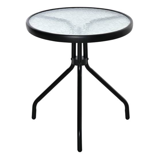 Petite Table Basse de Jardin Acier Verre Trempé Minimaliste Ø50x55cm - ComfortXL Outdoor Living - Image 1