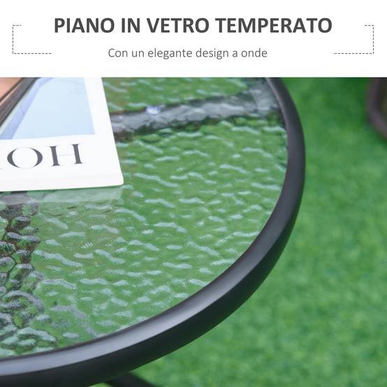 Petite Table Basse de Jardin Acier Verre Trempé Minimaliste Ø50x55cm - ComfortXL Outdoor Living - Image 6