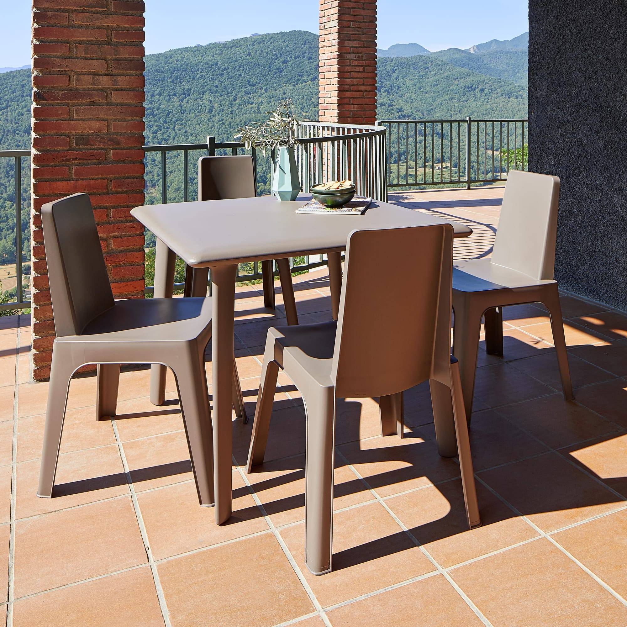 Table carrée extérieur 90x90 blanc DESSA Resol - Image 7