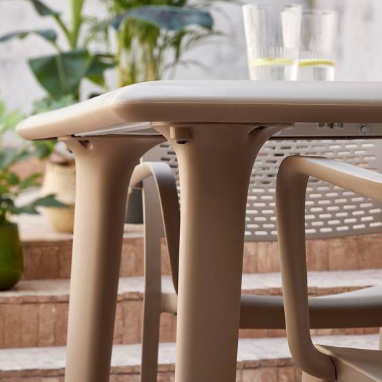 Table carrée extérieur 90x90 blanc DESSA Resol - Image 5