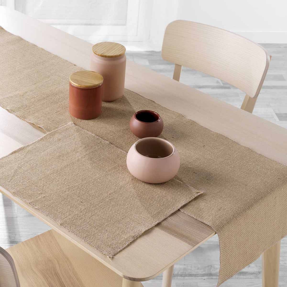 Chemin de Table en Jute "Leny" 35x140cm Beige - Image 2