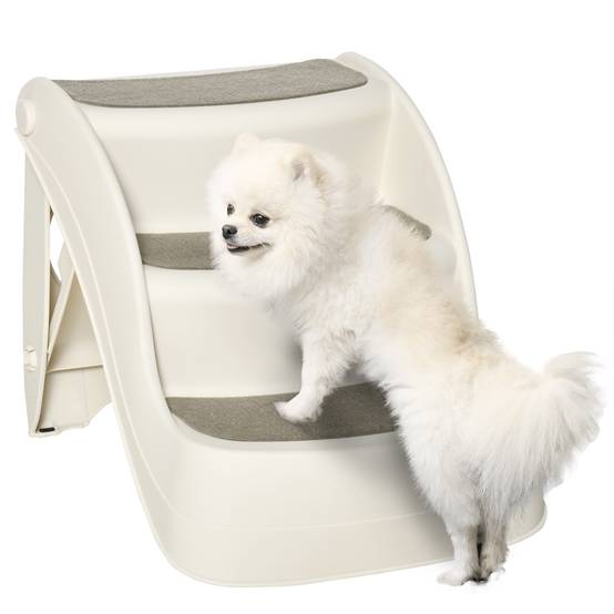 ComfortXL - Escalier pliable antidérapant pour chien et chat 3 marches en plastique crème 49 x 38 x 38 cm pour lit et canapé - Image 2