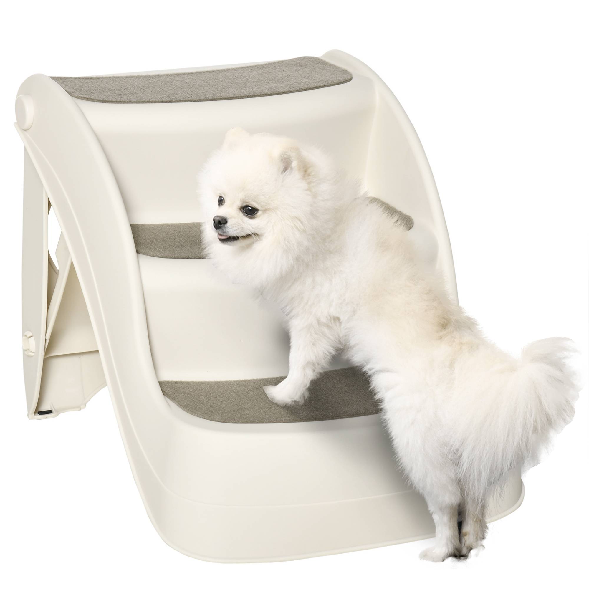 ComfortXL - Escalier pliable antidérapant pour chien et chat 3 marches en plastique crème 49 x 38 x 38 cm pour lit et canapé - Image 2