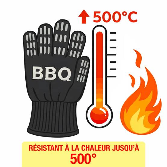 Gants de protection barbecue en Kevlar et silicone - Résistance jusqu'à 500°C - Image 5