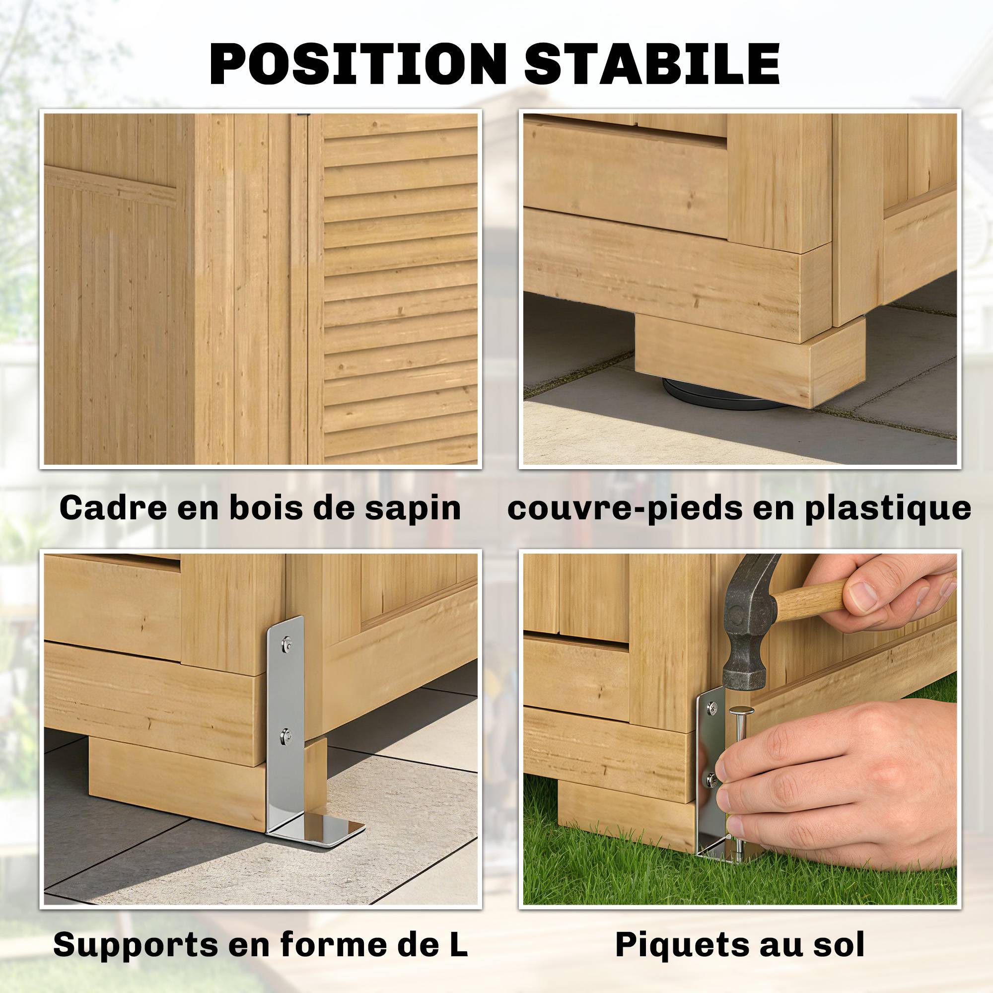Abri de jardin Armoire de jardin pour outils avec Étagères et Fenêtres en Acrylique, 128 x 57,5 x 197 cm marron clair - Image 9