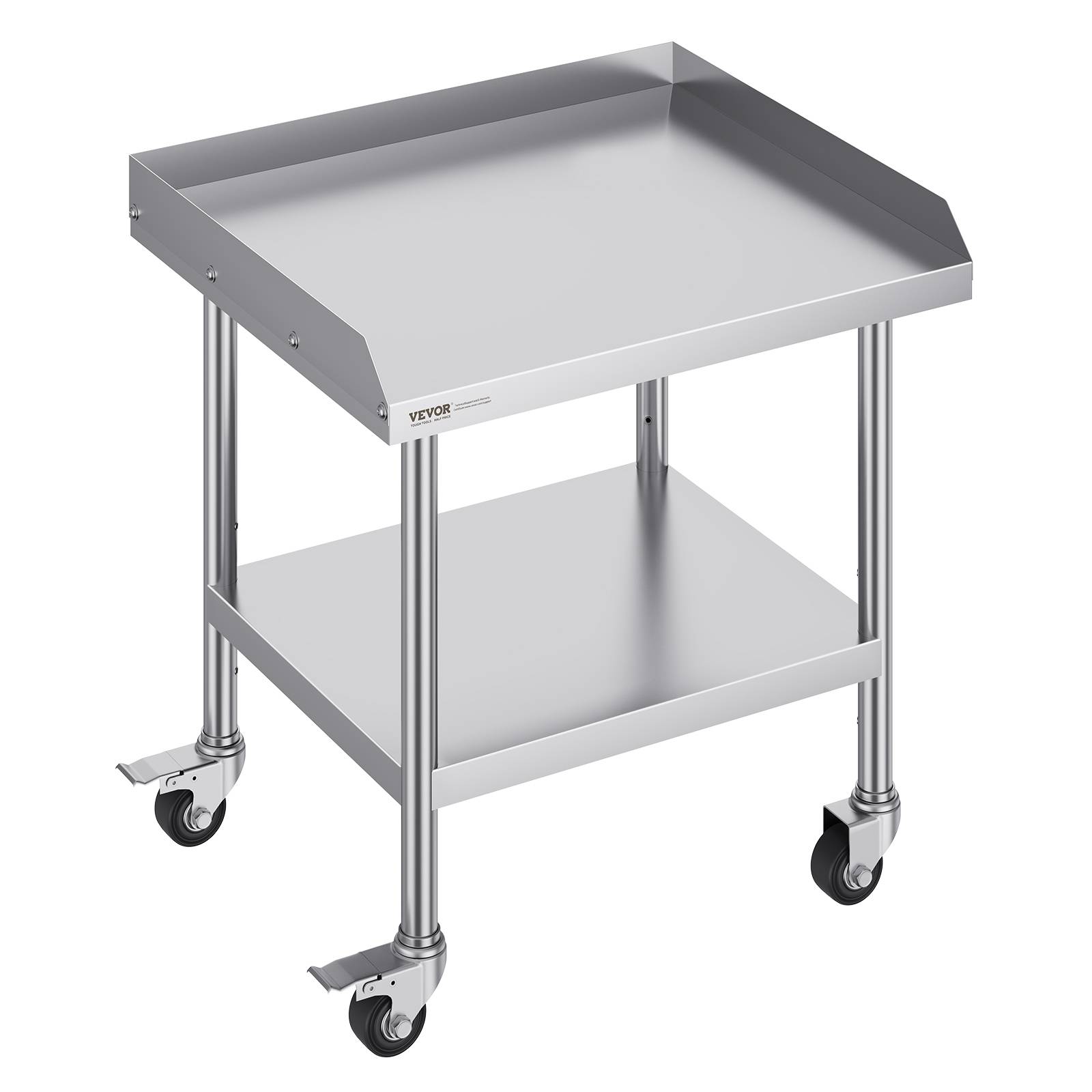 Vevor - VEVOR Table préparation métal 24"x28"x30", 4 roulettes, protection 3 côtés inox. Pour restaurants, hôtels. - Image 1