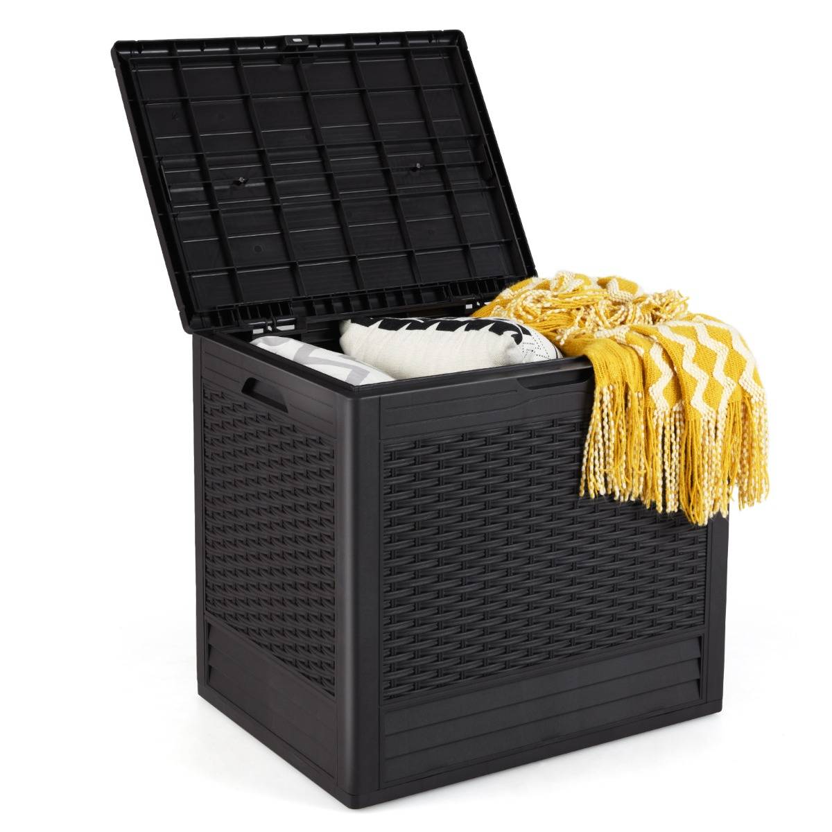 Coffre de Rangement Extérieure Conteneur de Jardin PP 96 L Couvercle Verrouillable Brun - Image 1