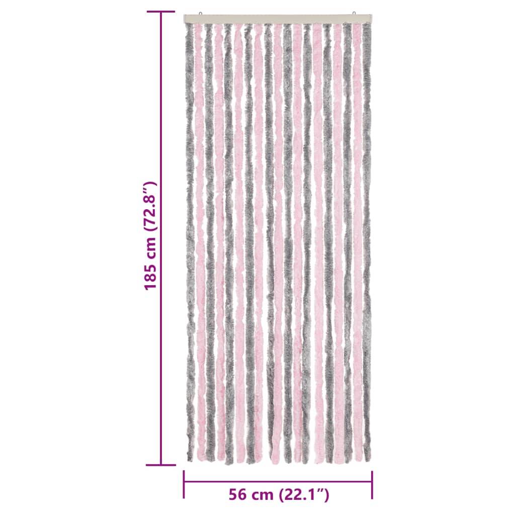 Rideau anti-mouches, Panneau de rideau gris argenté et rose 56x185 cm chenille - Image 7
