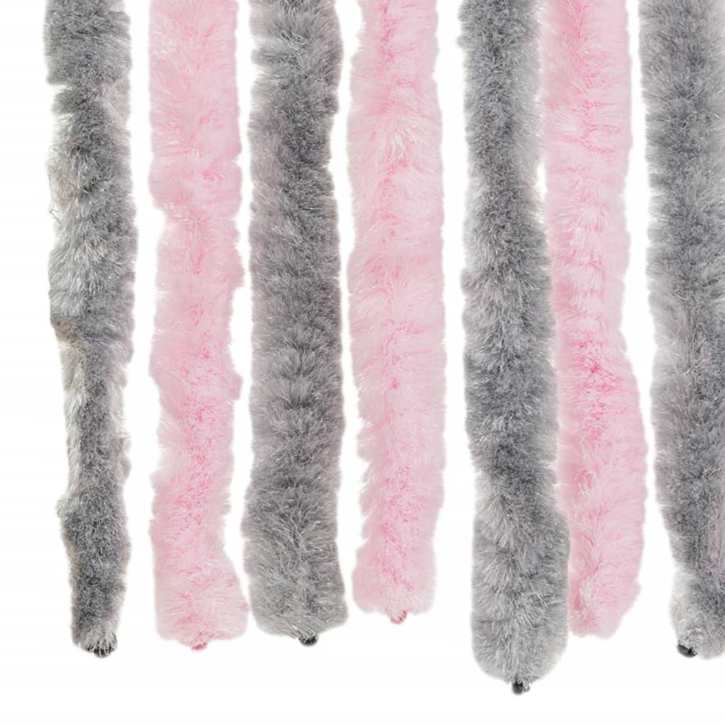 Rideau anti-mouches, Panneau de rideau gris argenté et rose 56x185 cm chenille - Image 6