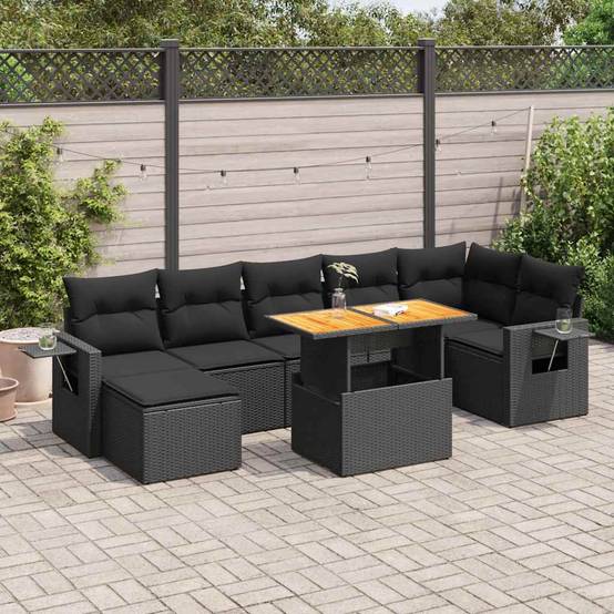 ComfortXL - Salon de Jardin 8 Places Résine Tressée avec Table Relevable et Rangement Intégré Noir et Noir – ComfortXL Outdoor Living - Image 1