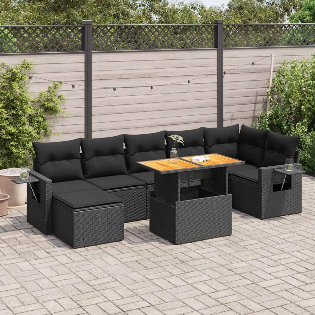 ComfortXL - Salon de Jardin 8 Places Résine Tressée avec Table Relevable et Rangement Intégré Noir et Noir – ComfortXL Outdoor Living - Image 1