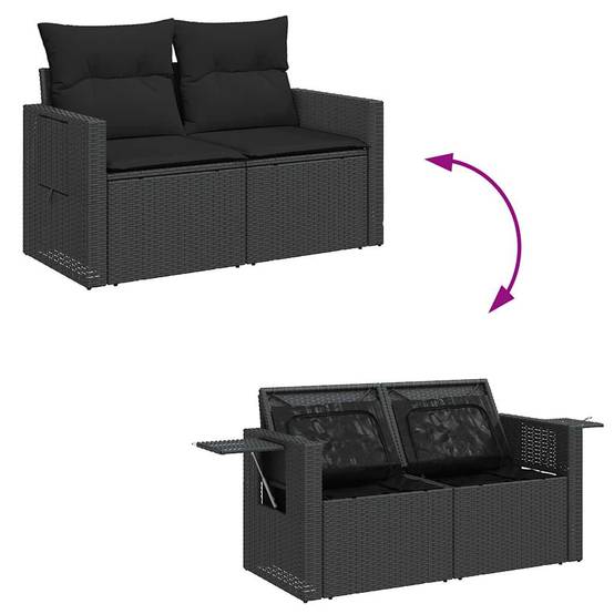 ComfortXL - Salon de Jardin 8 Places Résine Tressée avec Table Relevable et Rangement Intégré Noir et Noir – ComfortXL Outdoor Living - Image 8