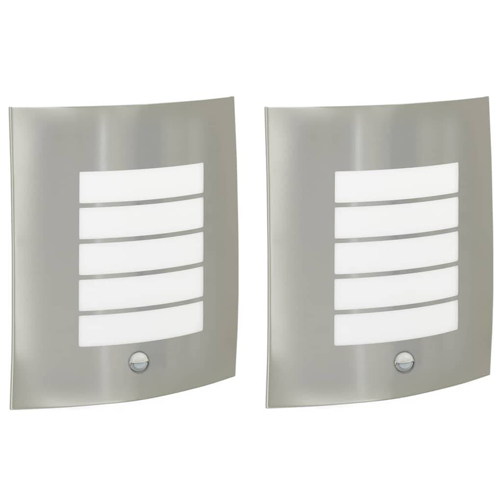 2pcs Appliques murales extérieures - Lampes murales extérieures Argent 23,5 x 10,5 x 26 cm g11 - Image 1