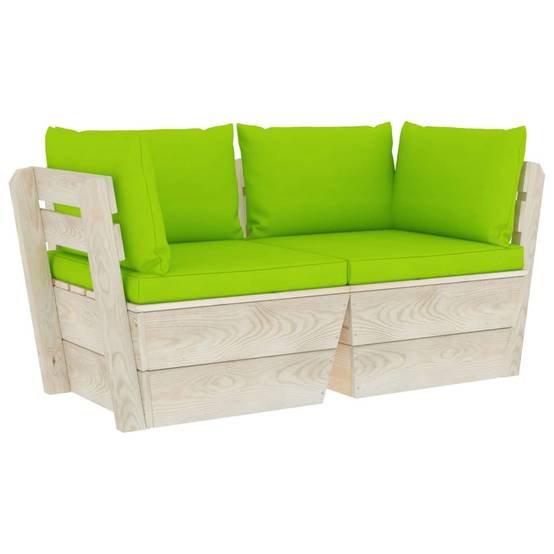 Canapé palette à 2 places de jardin | Canapé D'extérieur | Sofa De Jardin avec coussins Bois d'épicéa Maison Chic - Image 1