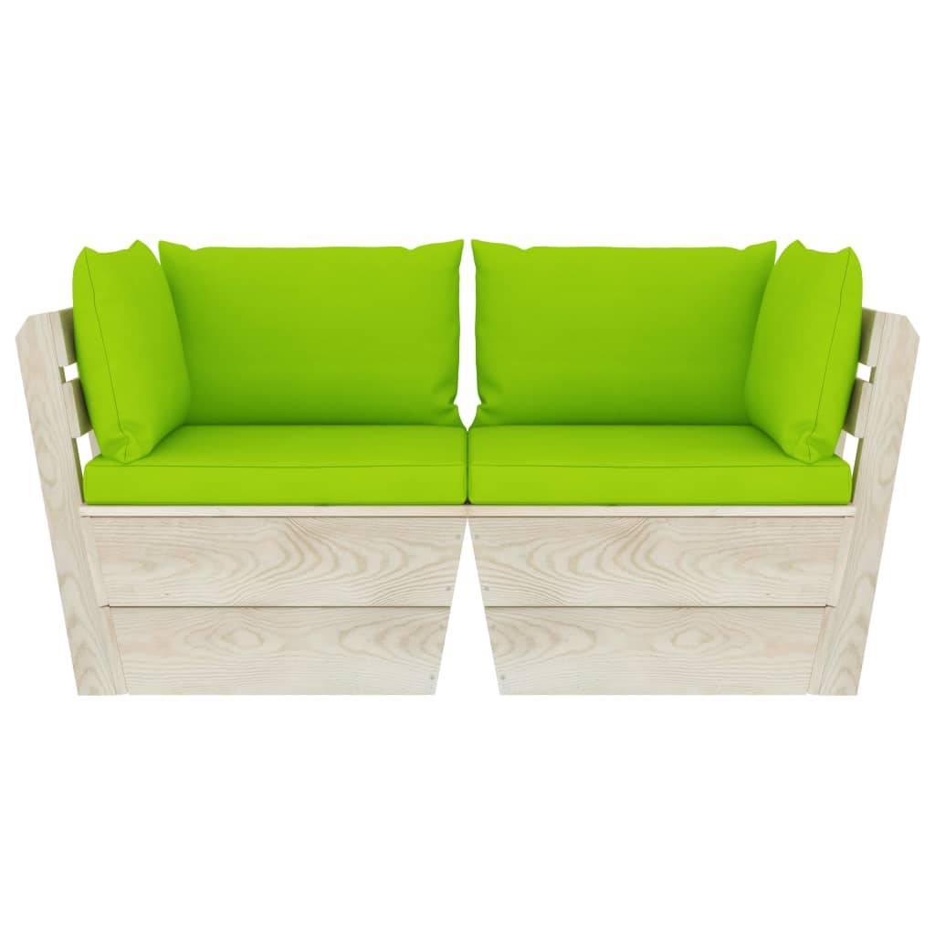 Canapé palette à 2 places de jardin | Canapé D'extérieur | Sofa De Jardin avec coussins Bois d'épicéa Maison Chic - Image 3