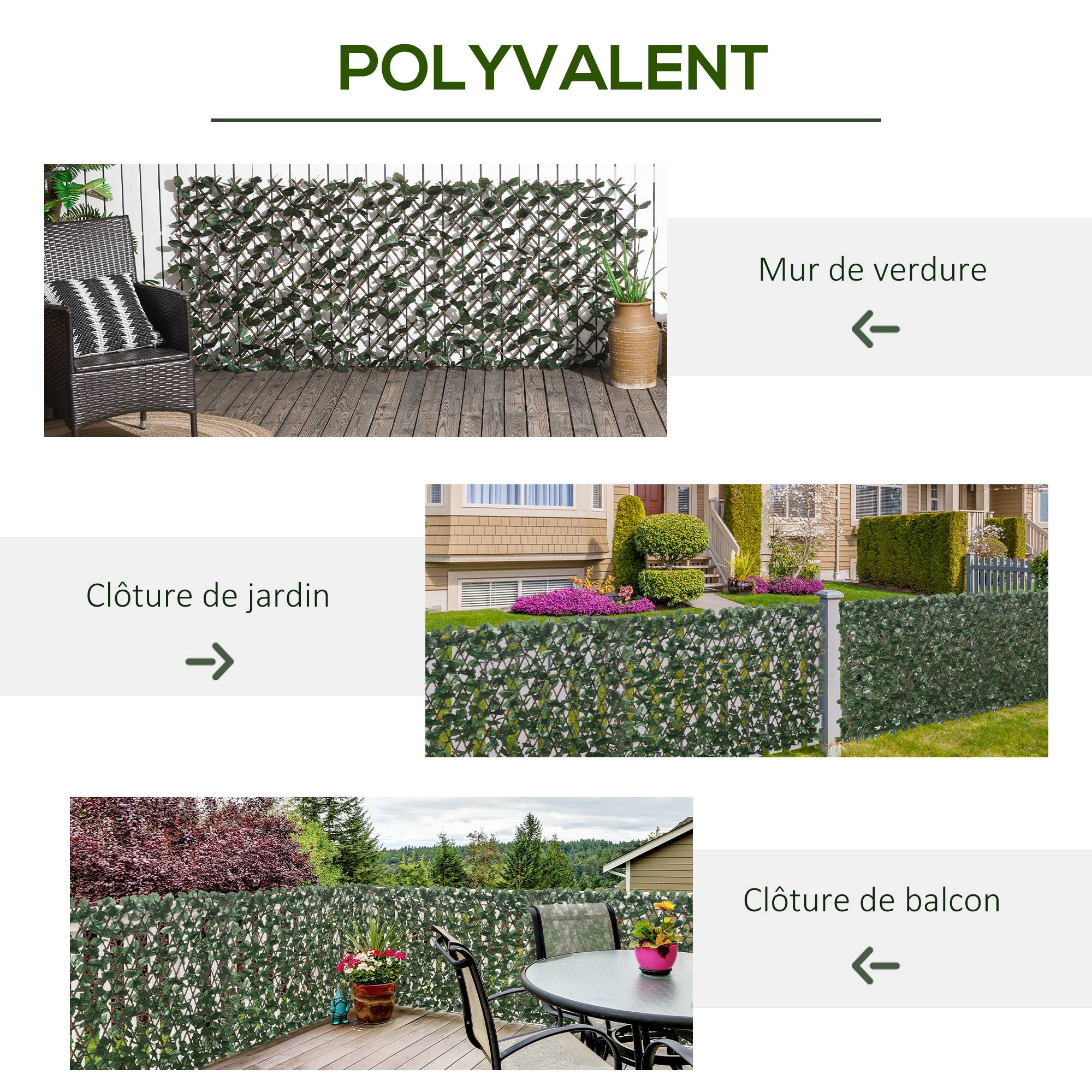 ComfortXL - Haie artificielle extensible polyester osier vert 295 x 70 cm jardin terrasse brise-vue - ComfortXL Outdoor Living - Image 8