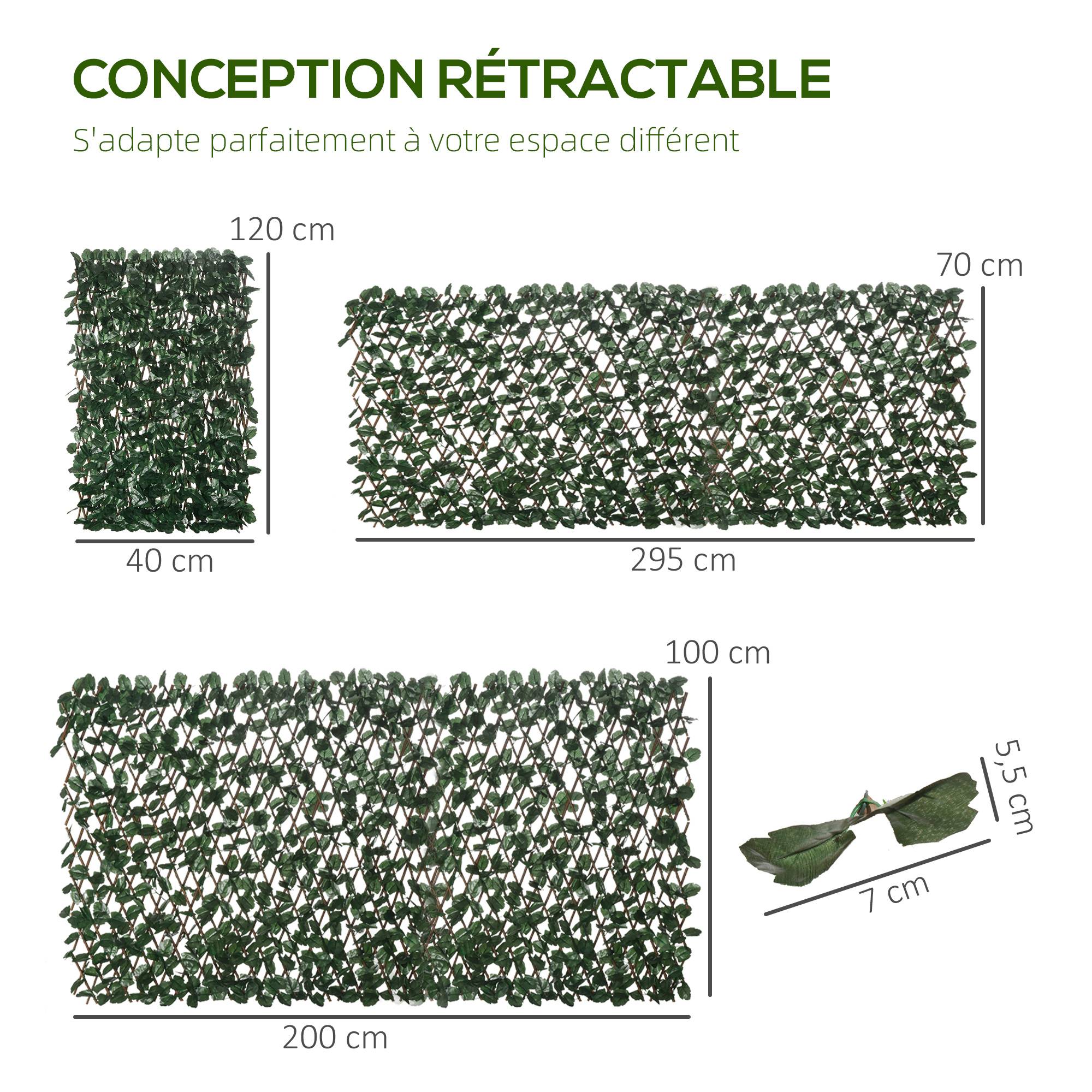 ComfortXL - Haie artificielle extensible polyester osier vert 295 x 70 cm jardin terrasse brise-vue - ComfortXL Outdoor Living - Image 5