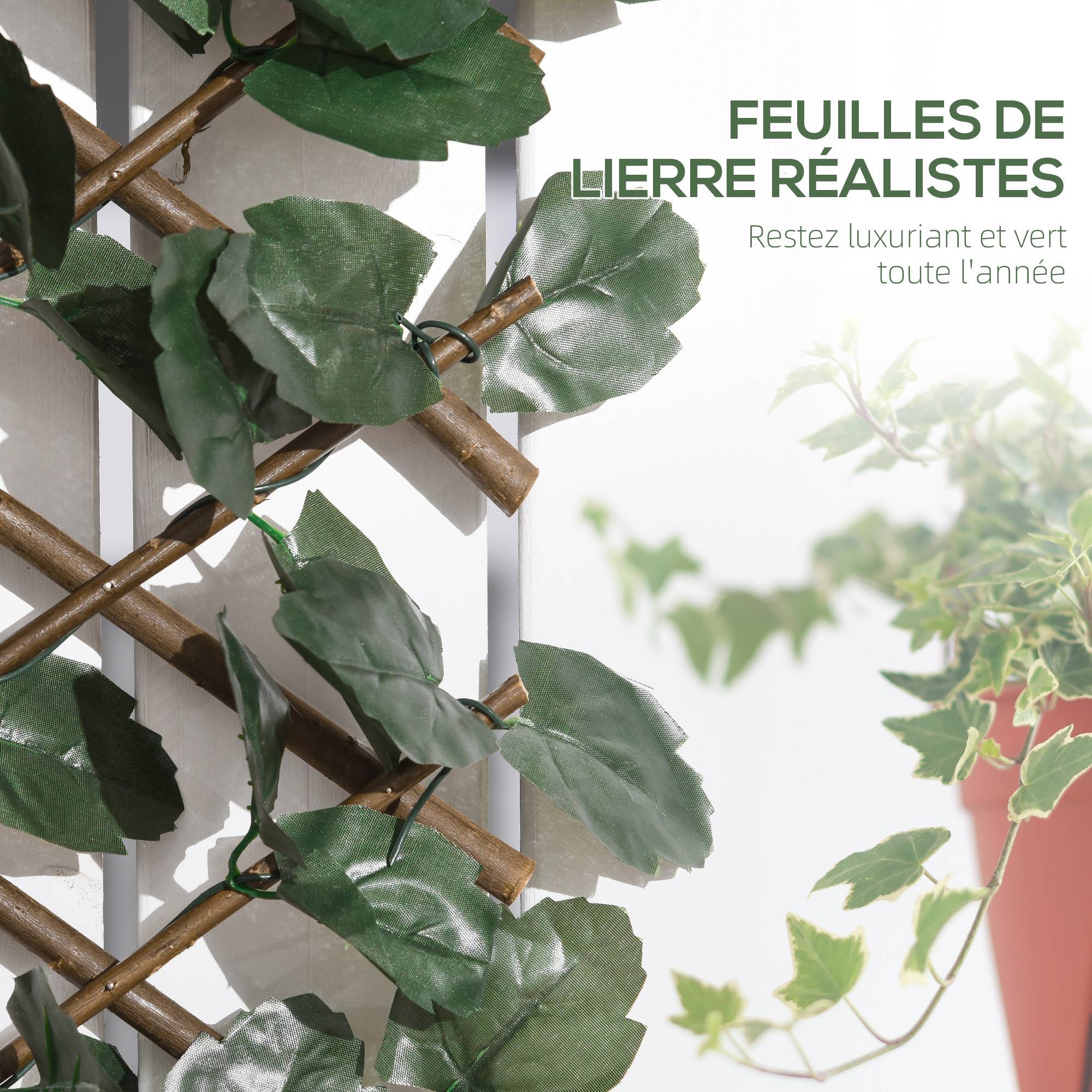 ComfortXL - Haie artificielle extensible polyester osier vert 295 x 70 cm jardin terrasse brise-vue - ComfortXL Outdoor Living - Image 6