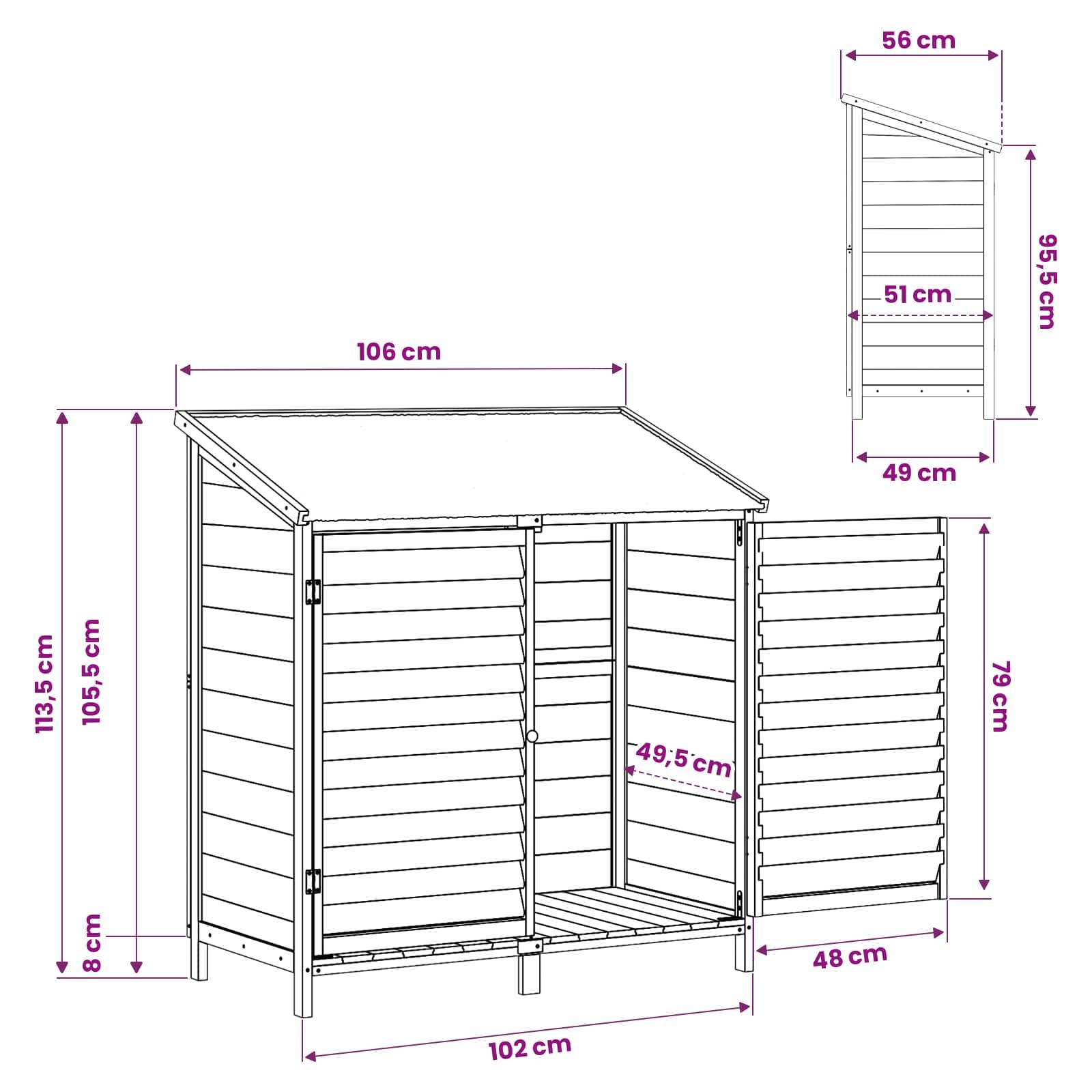 Vidaxl - Abri de jardin Marron 106 x 56 x 113,5 cm Bois de Sapin Massif vidaXL 42033459 - Image 3
