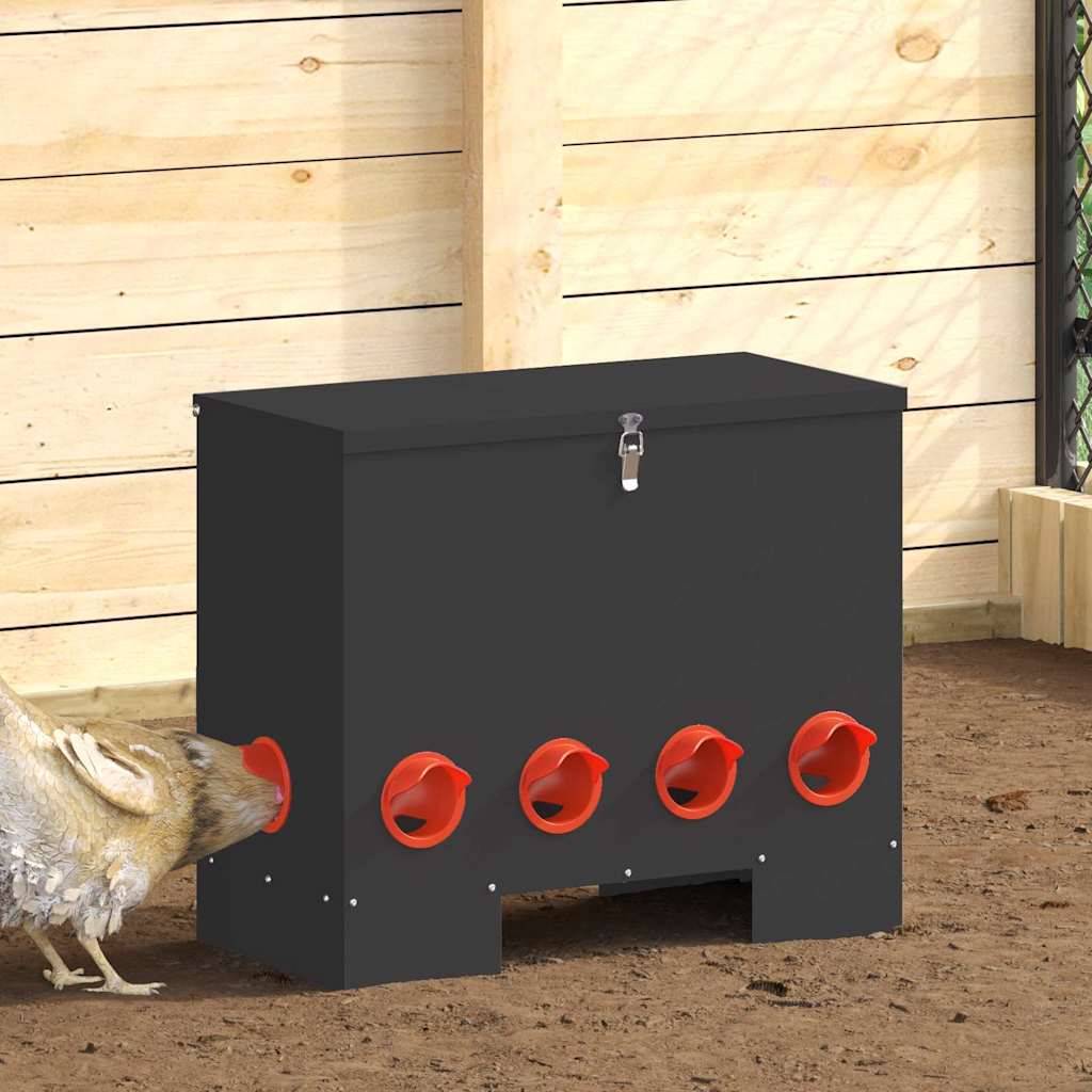 Lot de 2 Mangeoires Hautes Acier Poule 25kg Noir - ComfortXL Outdoor Living - Image 1