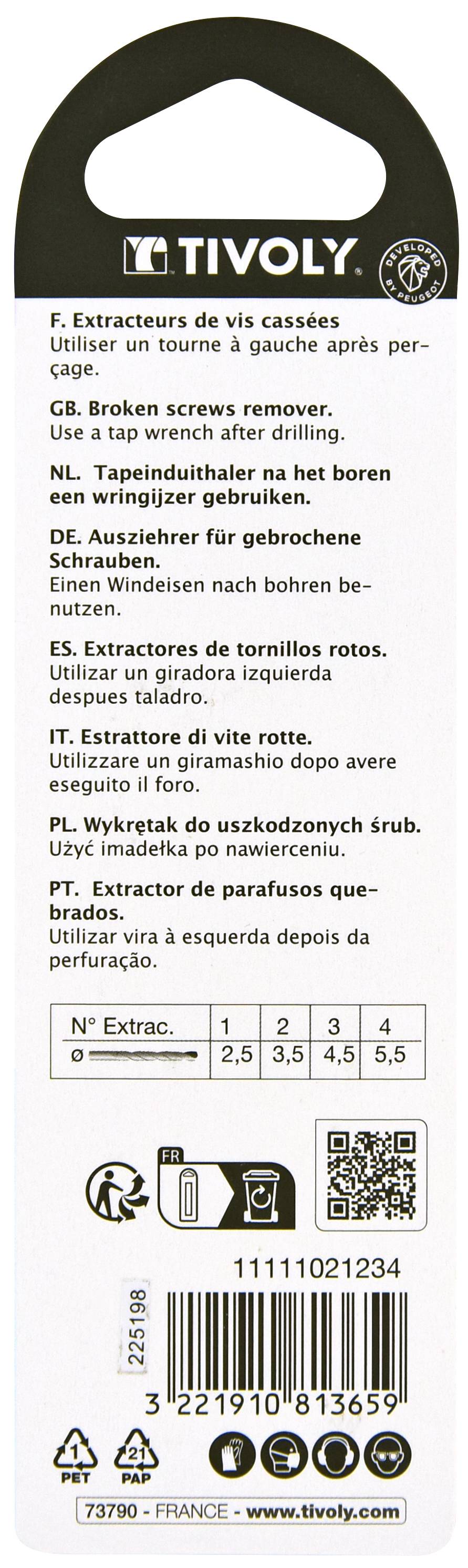 Tivoly - Jeu de 4 extracteurs de goujons cassés TIVOLY - Image 3