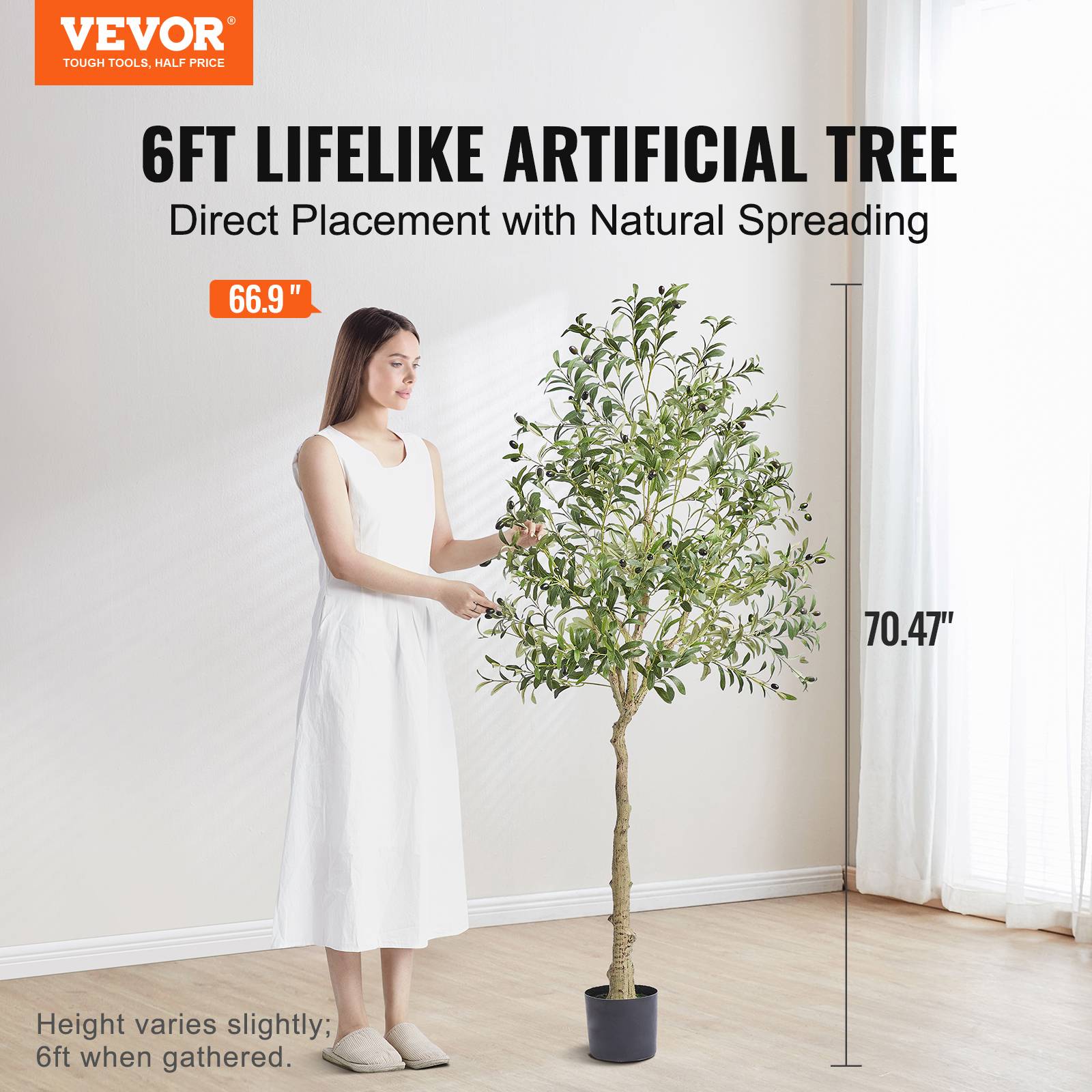 Vevor - VEVOR Arbre artificiel Olivier 179 cm PE, pot, décoration style fausse plante pour intérieur/extérieur. - Image 2