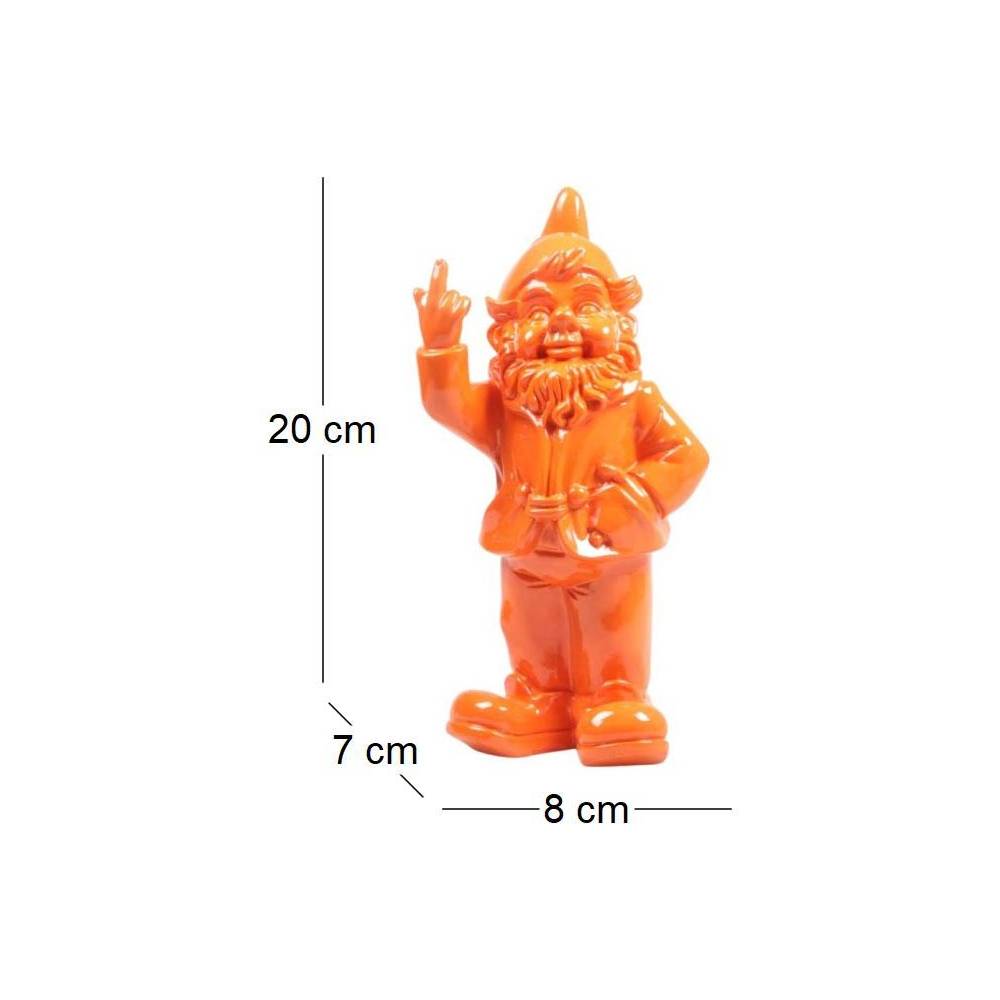 Stoobz - Nain de jardin en résine doigt d'honneur 7 x 8 x 20 cm Orange - Image 3
