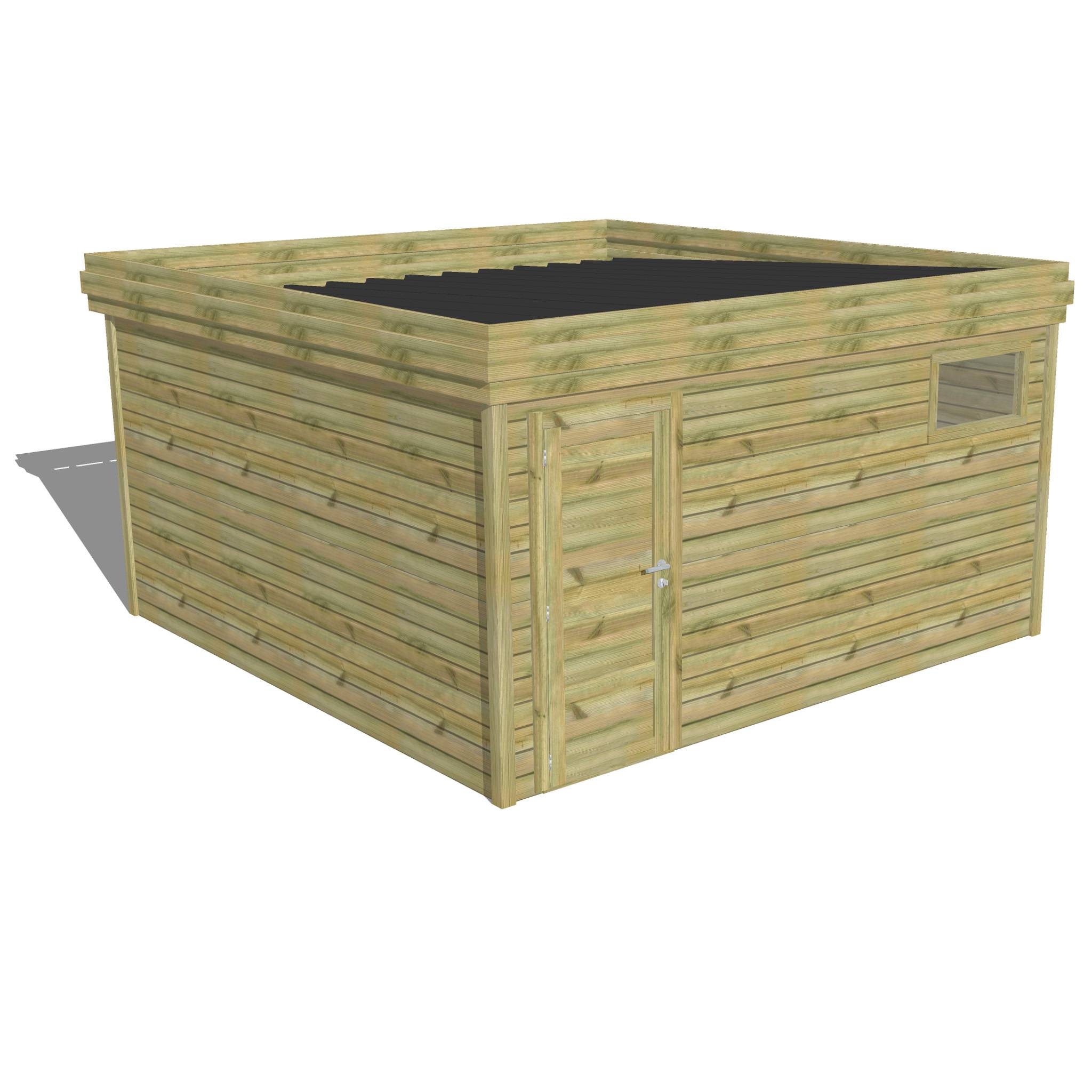 ABRI DE JARDIN bois  autoclave 27mm - 4,34x4,34m / 19m2 - Bac acier - Abri Français - Image 1