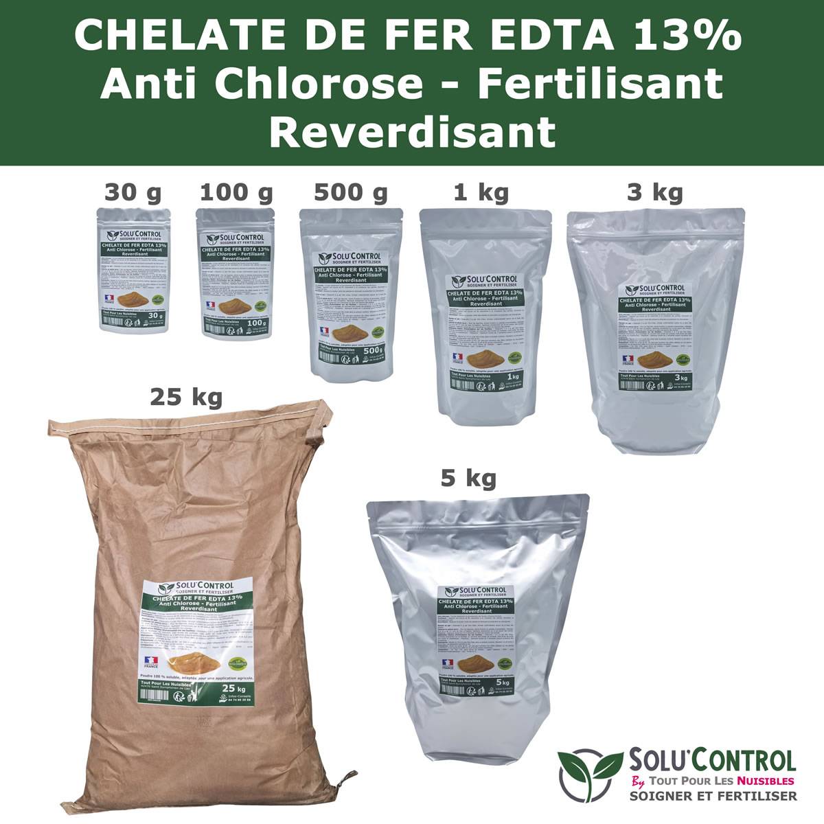 SOLU'CONTROL - Chélate de Fer EDTA 13%, Anti-chlorose, Fertilisant, Reverdissant-1 kg - Image 4
