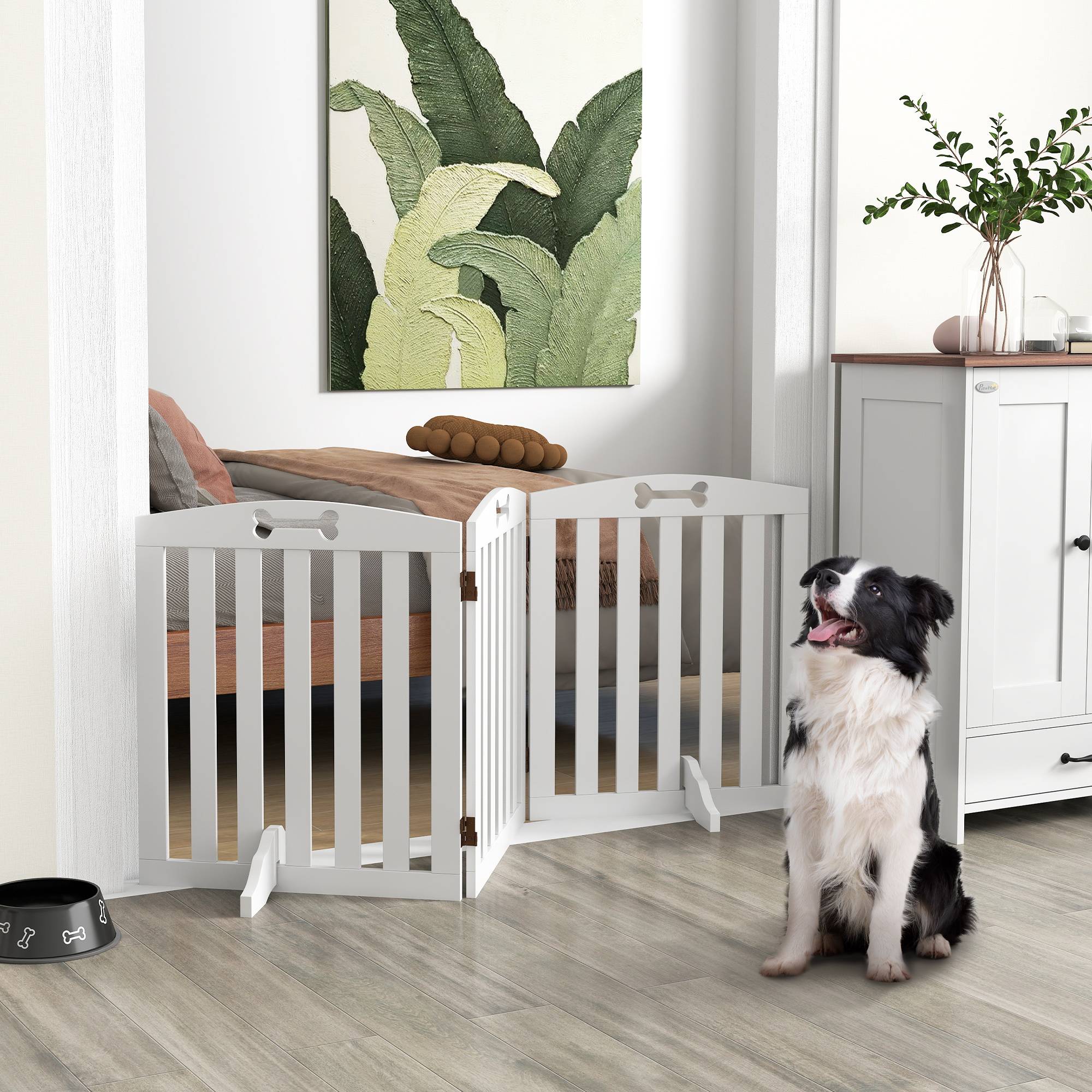 Barrière Sécurité Chien Pliable 3 Panneaux MDF Autoportante pour Porte ...