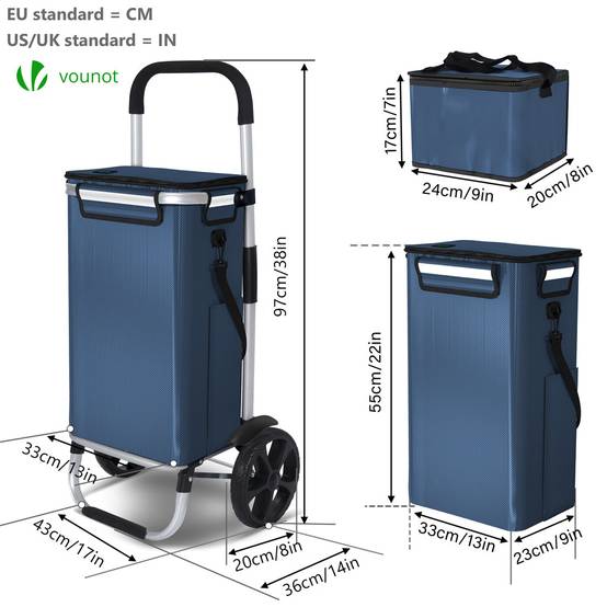VOUNOT Chariot de Courses 6 Roues Aluminium, Isotherme VOUNOT Chariot de Courses 6 Roues Aluminium, Isotherme